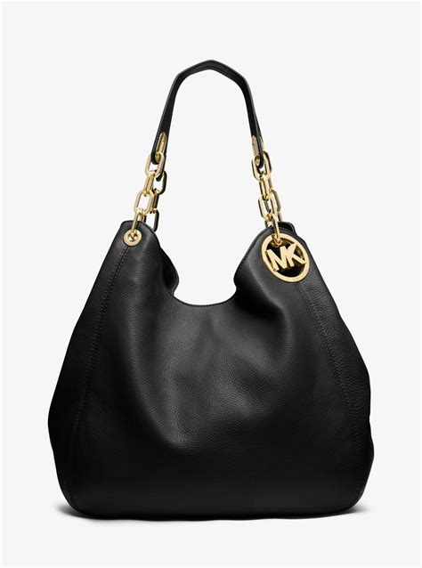 michael kors fulton large black leather shoulder bag|fulton large shoulder bag.